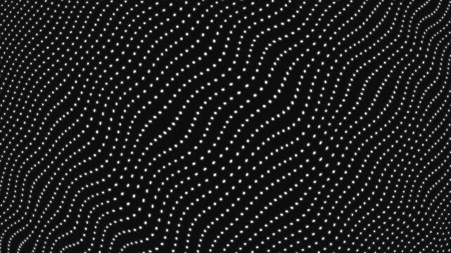 Technology digital wave background concept. Beautiful motion waving glowing white dots texture on black screen. Cyber or technology background.