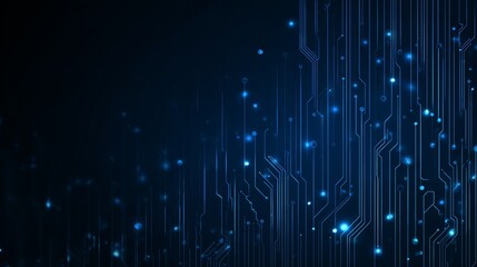 Dynamic glowing circuit board lines with abstract blue particles create a futuristic technological background