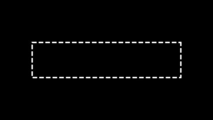 White dashed line bar frame border seamless loop animation with soft glow effect on black background. 4K animated frame border for text box template, title highlights, and lower third promo layouts.