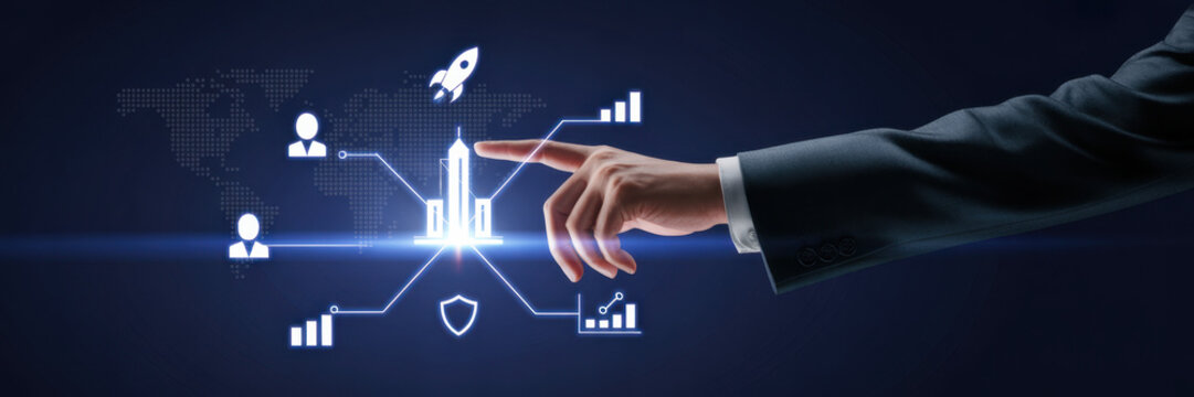 E-Governance, Businessman using mobile smartphone and public services connecting data digital identity, transparency, e-voting, citizen engagement, online policies, government portals. - Powered by Adobe