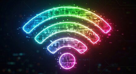 glitch icon wifi on dark background