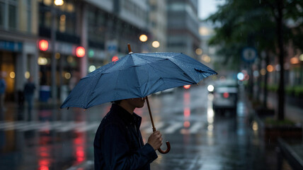 rain tapping their umbrella