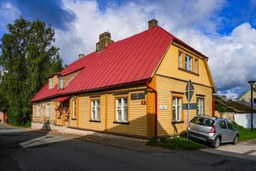 Wooden house in the Old Town of Haapsalu on the west coast of Estonia in the Baltic Sea