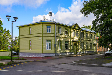 Fototapeta premium Wooden house in the Old Town of Haapsalu on the west coast of Estonia in the Baltic Sea