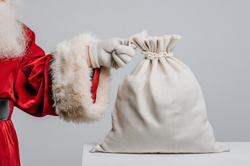 Santa Holding Gift Bag