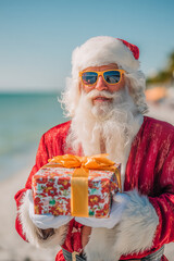 Beach Santa with Gift
