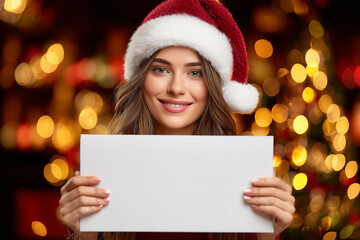 Smiling Girl with Blank Card