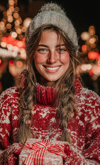 Smiling Girl with Gift