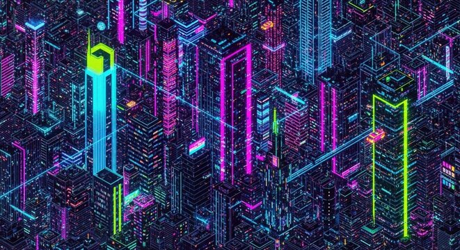 colorful pattern with neon lines and triangles