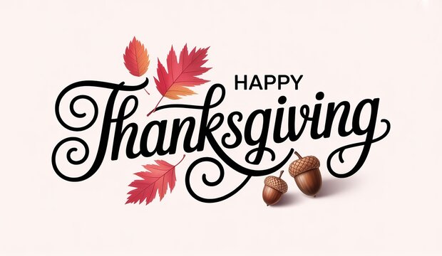Thanksgiving Greeting Card Design with Elegant Typography and Autumn Leaves
