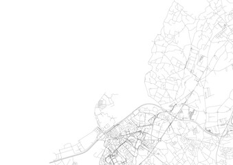 Detailed, high-resolution vector map of the urban and highway road network of Aveiro, Portugal, suitable for close-up planning.