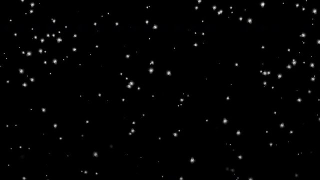 Realistic snow fall seamless loop animation. Falling snowflakes isolated on black background. Transparent effect available with Screen transparency mode. Stock video animation	