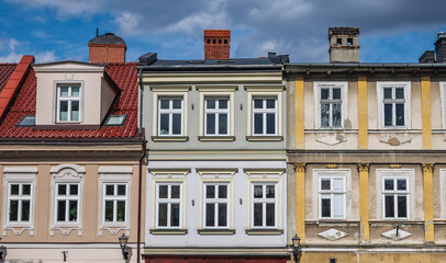 Townhouses on Old Town Market Square, Old town in Bielsko-Biala city, Poland