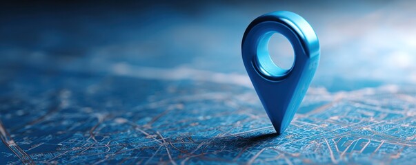 Blue map pin marking a location on a stylized digital map.