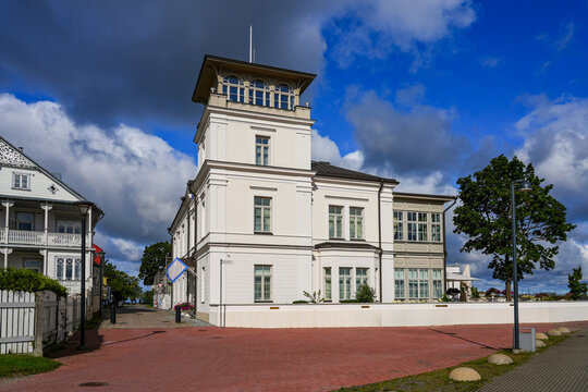 Von Gernet restaurant and hotel along Haapsalu Promenade on the Baltic Sea waterfront in Estonia