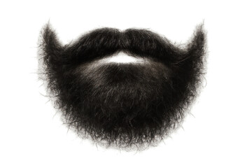 Black beard and mustache grooming accessory on transparent background representing masculine facial hair style