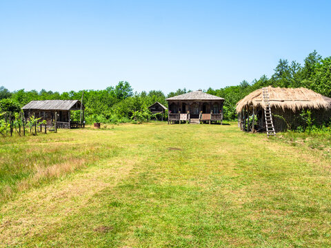 courtyard in old village, Georgia in summer