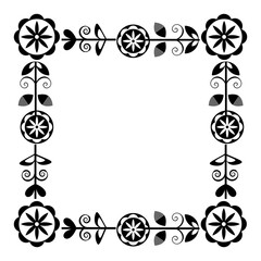 Black white square frames with flowers .
Graphic design with regular shapes as tenplate, or tile.