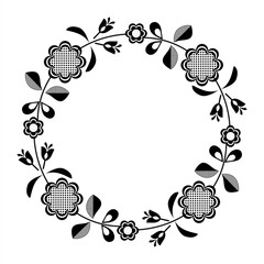 Black white square frames with flowers .
Graphic design with regular shapes as tenplate, or tile.