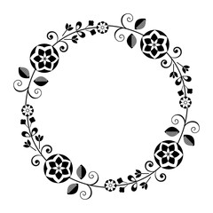 Black white square frames with flowers .
Graphic design with regular shapes as tenplate, or tile.