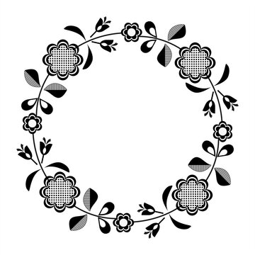 Black white square frames with flowers .
Graphic design with regular shapes as tenplate, or tile.