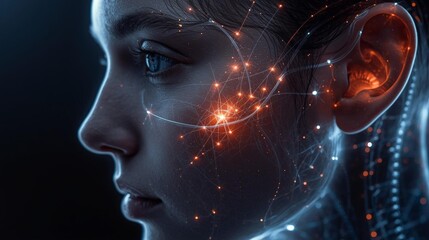Futuristic Portrait of a Female with Neural Glow