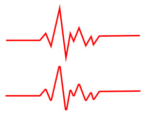 Red heartbeat ECG pulse line vector illustration, medical cardiogram heart monitor waveform graphic for health and fitness design