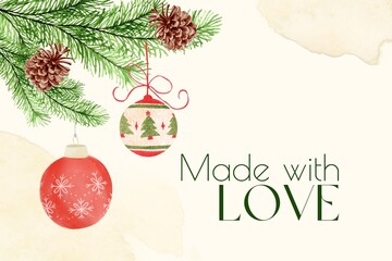 Green Red Minimalist Watercolor Christmas Label - 1