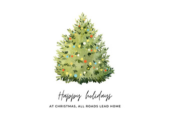 White & Black Illustrated Christmas Postcard - 1