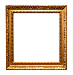 blank old square wide golden painting frame cutout