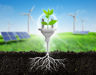 Renewable Green Energy Concept with Plug in Nature