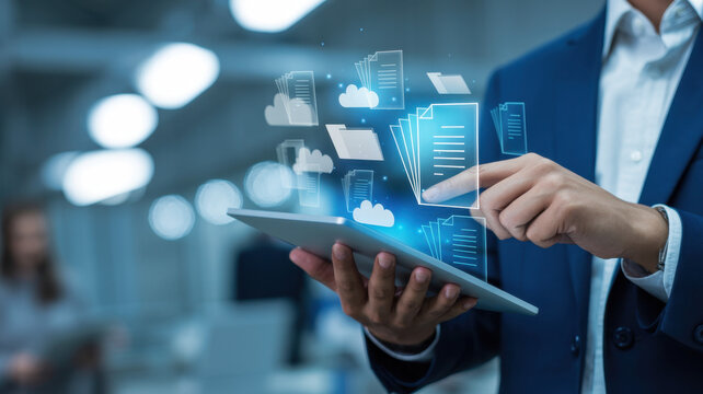 Document Management System DMS interface display enterprise resource planning ERP dashboard digital workflow sharing platform asset content management online backup files