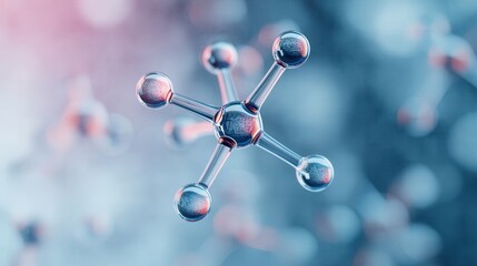 Detailed View of a Molecular Structure Against a Colorful Abstract Background