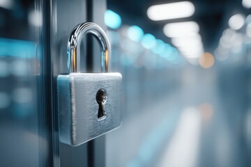Close-up of a metallic padlock symbolizing robust digital security and data protection.