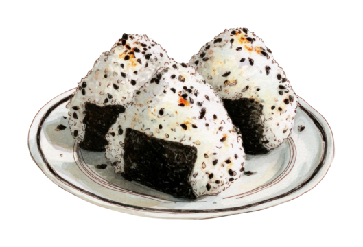 PNG Onigiri plate food illustration.