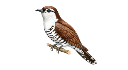Obraz premium Close-up of a brown and white bird perched on a branch with detailed feathers and markings, perfect for wildlife and nature projects