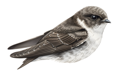 Detailed illustration of a small brown bird with white and gray feathers, perfect for wildlife or nature projects