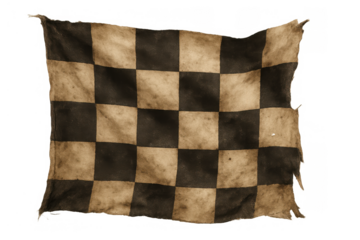 Vintage grunge checkered flag creating a racing, success, finish line, or competition concept on transparent background