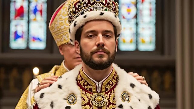 A regal coronation, symbolizing royalty and religious ceremony.