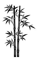 Obraz premium PNG Simple bamboo with leaves linear illustration design black.