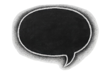 Chalkboard speech bubble drawing on transparent background creating a conceptual space for communication and learning