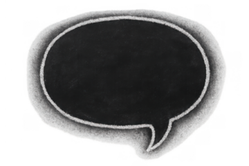 Chalkboard speech bubble drawing on transparent background creating a conceptual space for communication and learning