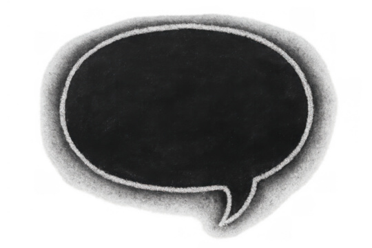 Chalkboard speech bubble drawing on transparent background creating a conceptual space for communication and learning - Powered by Adobe