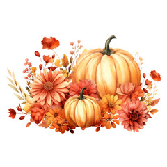 illustration watercolor clip art of pumpkins  