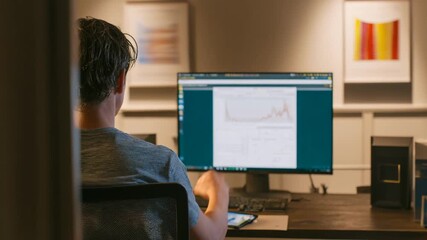 Medium shot capturing a participant using a digital device as eyetracking software analyzes browsing patterns during an online survey.