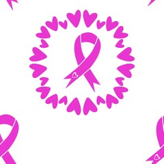 Breast cancer month seamless pink ribbon day mammogram pattern for medical accessories and medicine textiles