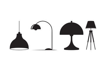 Obraz premium Collection of black silhouette lamps on a white background