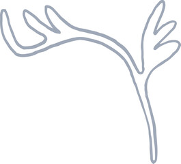 Fototapeta premium Whimsical castle core line art silver illustration of simple leaf branch. Vector medieval hand drawn doodle.