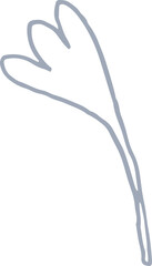 Whimsical castle core line art silver illustration of simple leaf. Vector medieval hand drawn doodle.