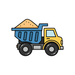 Cartoon Dump Truck with Sand Construction Theme